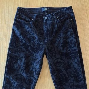 Stunning Paige denim black velvet burnout straight leg pants size 28